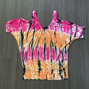 Boston Proper tie dye cold shoulder top XS